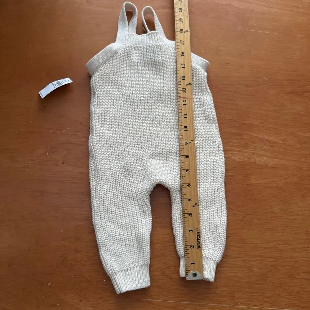NWT Old Navy Knit Ribbed Sweater Overalls Romper 3-6 Months Baby Boy Girl